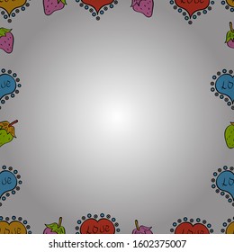 Doodle frame consists of blue, white and black border. Seamless. Vector Background seamless pattern with hand drawn Frame doodle.