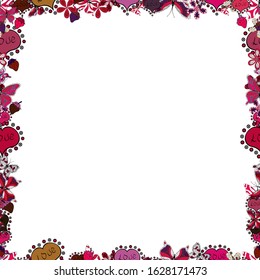 Doodle frame consists of red, black and white border. Vector Background seamless pattern with hand drawn Frame doodle. Seamless.