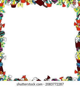 Doodle frame consists of red, black and white border. Vector Background seamless pattern with hand drawn Frame doodle. Seamless.