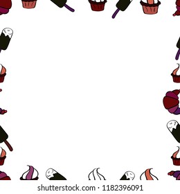 Doodle frame consists of white, gray and black border. Seamless. Vector Background seamless pattern with hand drawn Frame doodle.