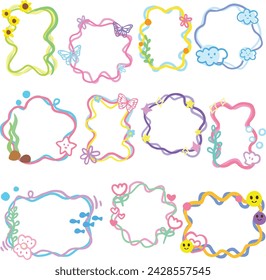 doodle frame cute hand draw vector