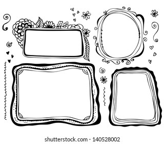 doodle frame element cartoon cartoon border and design part doodle frame element cartoon straight classical white vegetation bloom star community black boundary stack single sprout mark heart series a