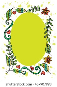 Doodle frame elements with floral.

