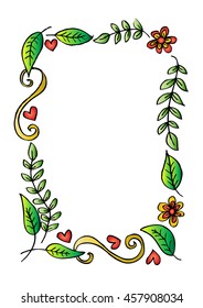 Doodle frame elements with floral.

