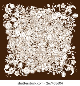 Doodle frame elements with flowers