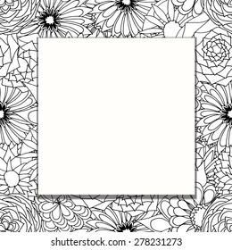 Doodle frame elements with flowers. Vector illustration