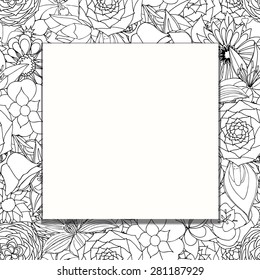 Doodle frame elements with flowers. Vector illustration