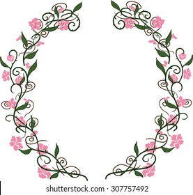 Doodle frame with floral elements, vector illustration