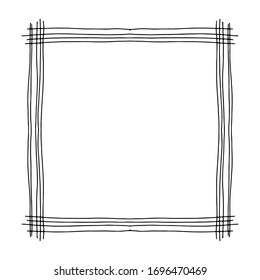 Doodle frame. Floral and geometric patterns.Black and white image.Outline drawing by hand.Vector image