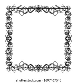 Doodle frame. Floral and geometric patterns.Black and white image.Outline drawing by hand.Vector image