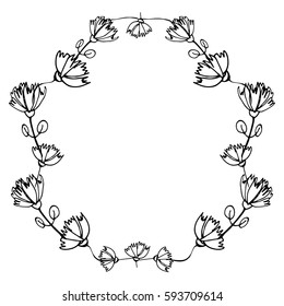 Doodle frame. Hand drawn botanical vector.