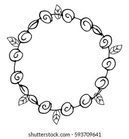 Doodle frame. Hand drawn botanical vector.