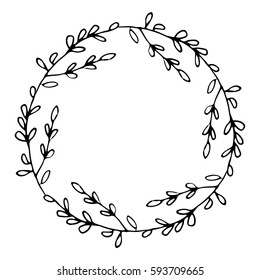 Doodle frame. Hand drawn botanical vector.