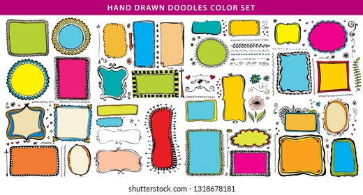 doodle frame hand drawn doodle color line border frame vector design element set template for invitation or greeting card doodle frame color colour makeup line classic white vegetation flower nails ha