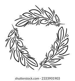 Doodle frame of leaves. Graphic vector design element.