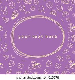 Doodle frame and seamless children background