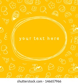 Doodle frame and seamless children background