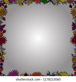 Doodle frame. Seamless pattern. Illustration in white, red and black colors. Vector illustration.