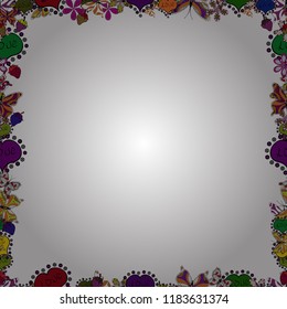 Doodle frame. Vector illustration. Seamless pattern. Illustration in white, purple and black colors.