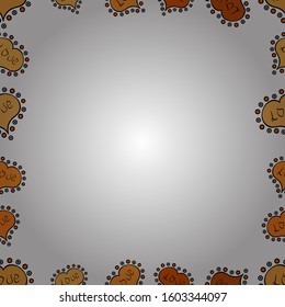 Doodle frame. Vector illustration. Seamless pattern. Illustration in black, white and orange colors.