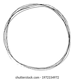 Doodle frame, wreath, border. Black and white illustration isolated