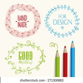 Doodle Frames and design elements. Handmade