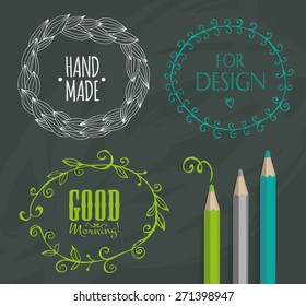 Doodle Frames and design elements. Handmade
