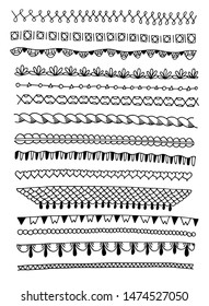 Hand Drawn Decorative Borders Pattern Brushes Stock Vector (Royalty ...