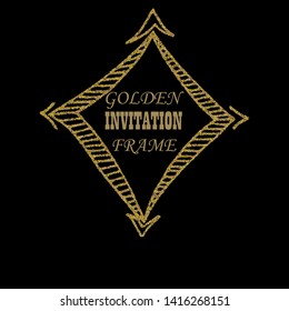 Doodle frames and elements from the texture of golden glitter. Vector illustration