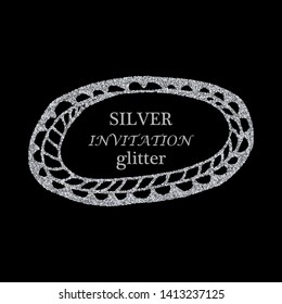 Doodle frames and elements from the texture of silver glitter. Vector illustration