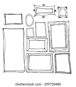 doodle frames, free hand vector illustration

