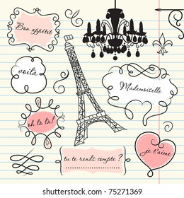 Doodle frames in French style