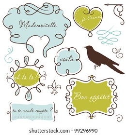 Doodle frames in French style