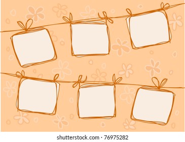 Doodle frames hanging on a rope