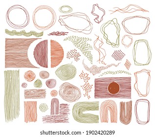 Doodle frames, lines and dots texture backgrounds vector collection. Pencil freehand borders, design creative elements. Vintage line frames, grunge dot particles shapes. Sketch grunge set.
