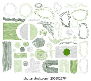 Doodle frames, lines and dots texture backgrounds vector collection. Pencil freehand borders, design creative elements. Line frames, grunge dot particles shapes. Abstract decorative graffiti