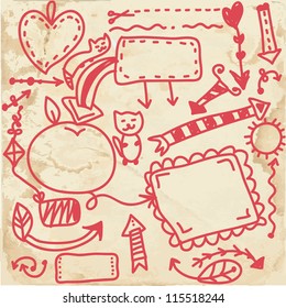 Doodle frames on the paper texture funny cartoon