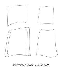 Doodle frames on transparent background.Abstract squares.