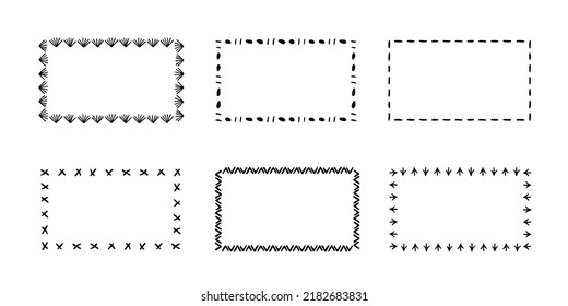 Doodle Frames Set, handgezeichnet Monogramme.Edgings und Kadres mit einfachen skizzenhaften Elementen für Ihr Design.Isolated. Vektorgrafik.