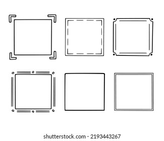 Doodle Frames Set, handgezeichnet Monogramme.Edgings und Kadres mit einfachen skizzenhaften Elementen für Ihr Design.Isolated. Vektorgrafik.