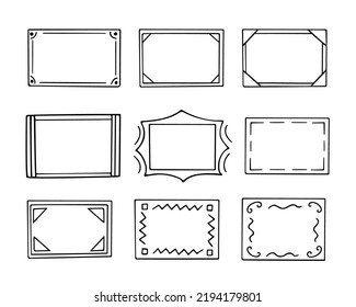 Doodle Frames Set, handgezeichnet Monogramme.Edgings und Kadres mit einfachen skizzenhaften Elementen für Ihr Design.Isolated. Vektorgrafik.