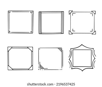 Doodle Frames Set, handgezeichnet Monogramme.Edgings und Kadres mit einfachen skizzenhaften Elementen für Ihr Design.Isolated. Vektorgrafik.