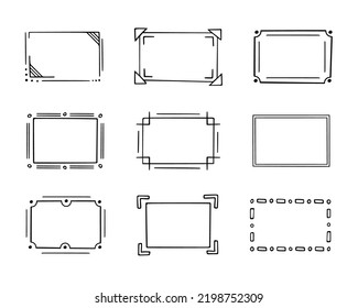 Doodle Frames Set, handgezeichnet Monogramme.Edgings und Kadres mit einfachen skizzenhaften Elementen für Ihr Design.Isolated. Vektorgrafik.