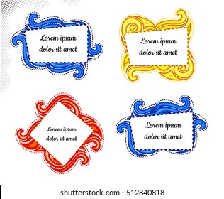 Doodle frames set. Turkey paisley themed design