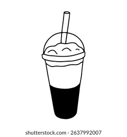 Doodle frappuccino hand drawn sketch