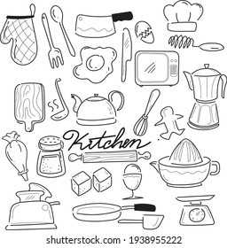 Doodle free hand style for kitchen stuff