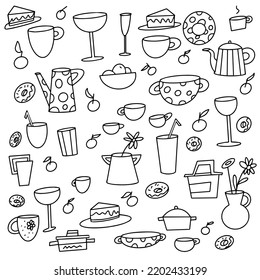 Doodle free hand style for kitchen stuff