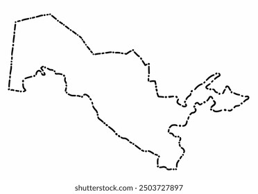 Dibujo a mano alzada de líneas de guion del mapa de Uzbekistán. Ilustración vectorial.