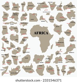 Doodle freehand drawing of Africa countries map.