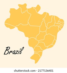 Doodle freehand drawing of Brazil map. Vector illustration.